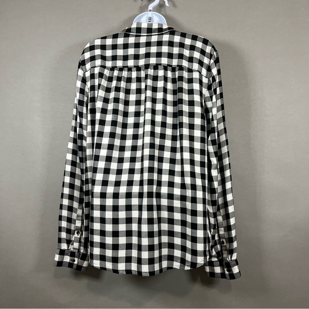 Madewell Black White Buffalo Check Wrap Long Sleeve Top - Picture 7 of 13